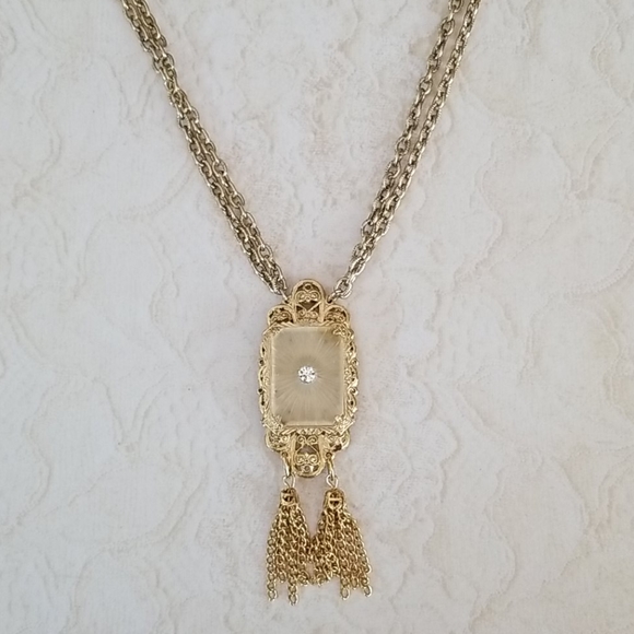 Vintage 1920s Art Deco CAMPHOR GLASS Pendant Neckace - Picture 10 of 16